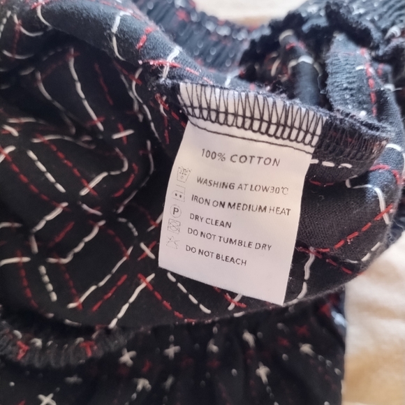 RED SKY Black Cotton Embroidered Drop Crotch Pants M - Picture 5 of 6